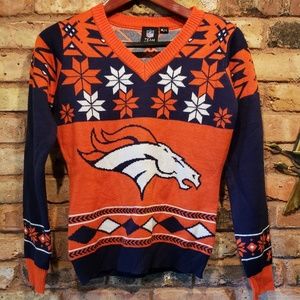 Women Sm Denver Broncos Holiday Christmas Sweater